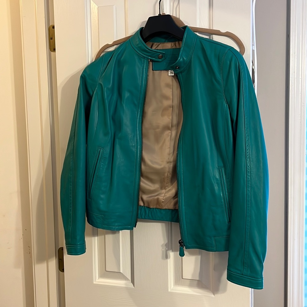 Blue Coach leather jacket